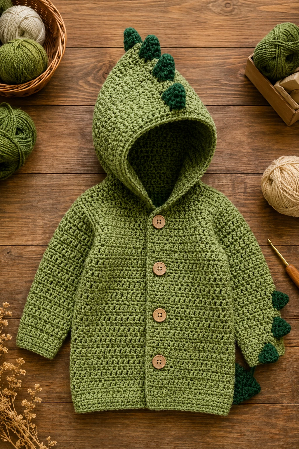 Dinosaur Hooded Jacket — baby crochet ideas boys style outfit