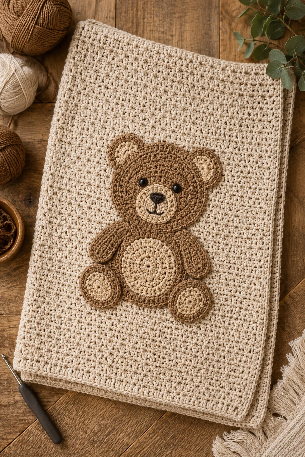 Oatmeal Teddy Bear Baby Blanket — baby crochet ideas gender neutral style outfit