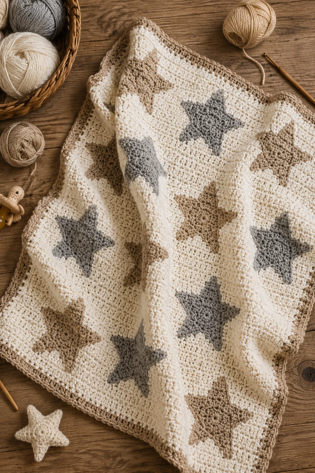 Neutral Star Baby Blanket — baby crochet ideas gender neutral style outfit