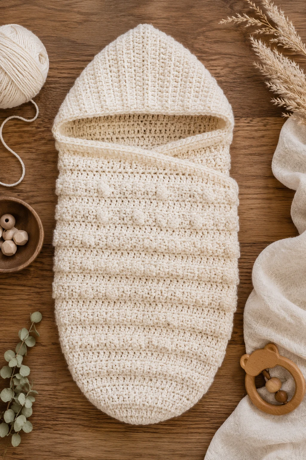 Textured Cream Baby Cocoon — baby crochet ideas gender neutral style outfit