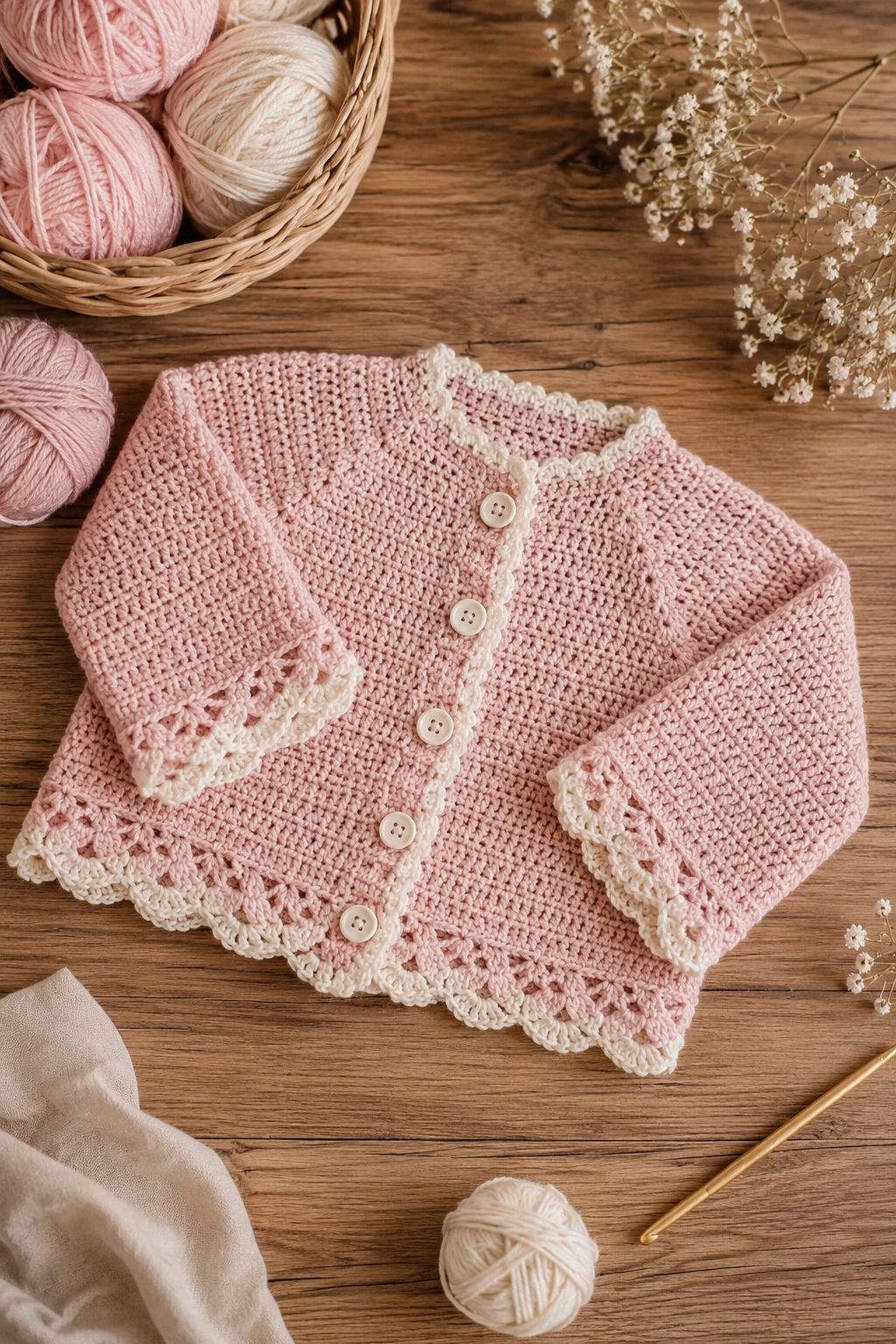 Blush Petal Baby Cardigan — baby crochet ideas girl style outfit