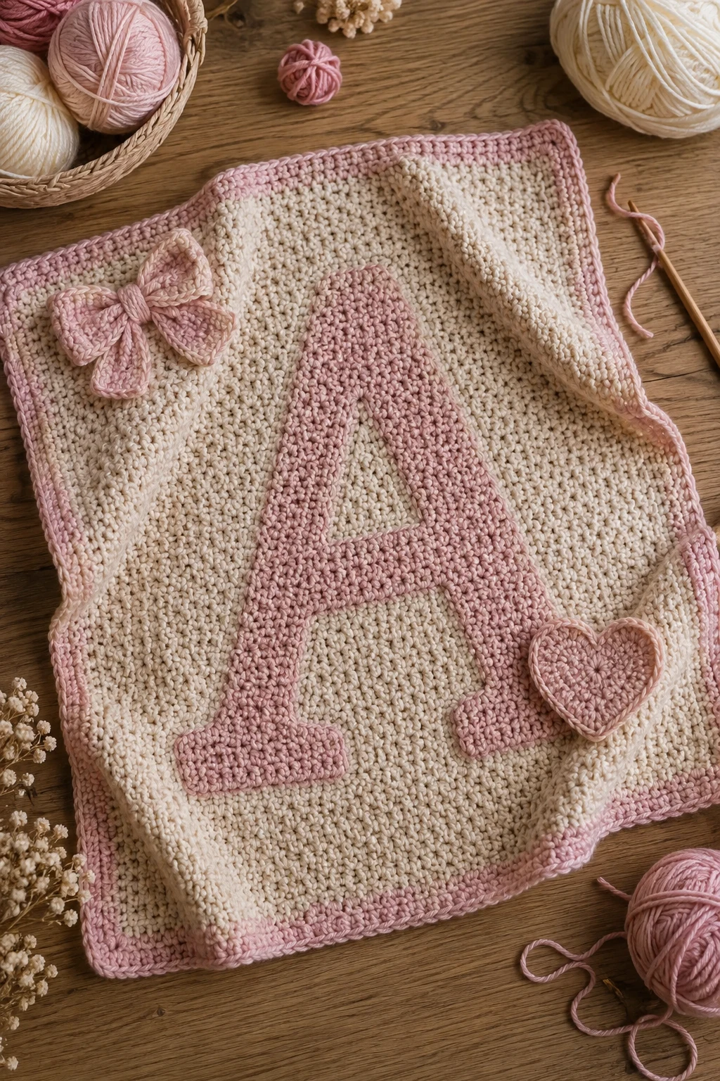 Personalized Initial Blanket — baby crochet ideas girl style outfit