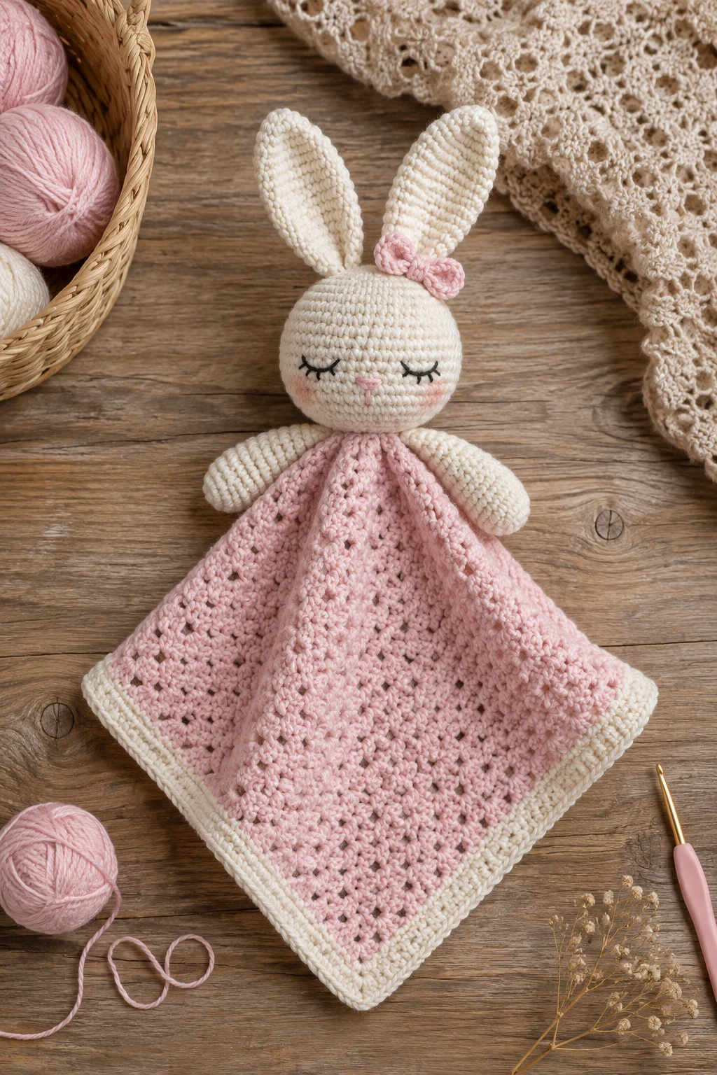 Bunny Comforter Lovey — baby crochet ideas girl style outfit