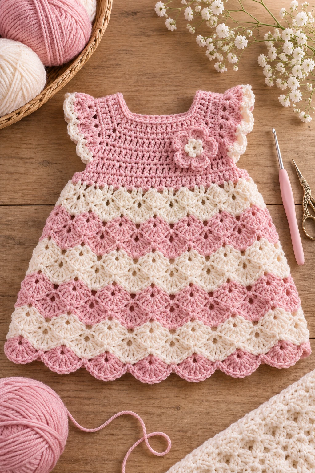 Shell Stitch Baby Dress — baby crochet ideas girl style outfit