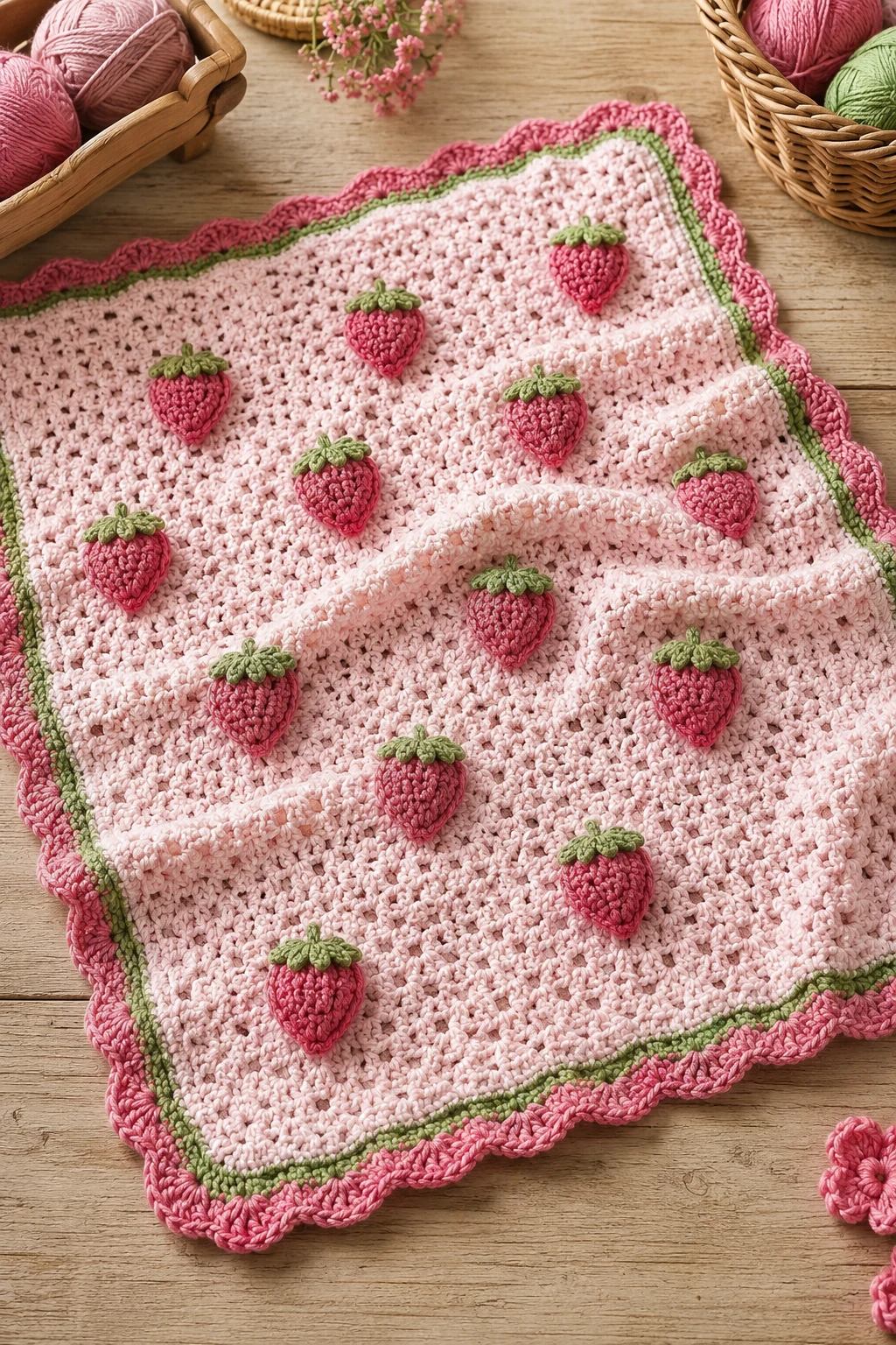 Strawberry Baby Blanket — baby crochet ideas girl style outfit