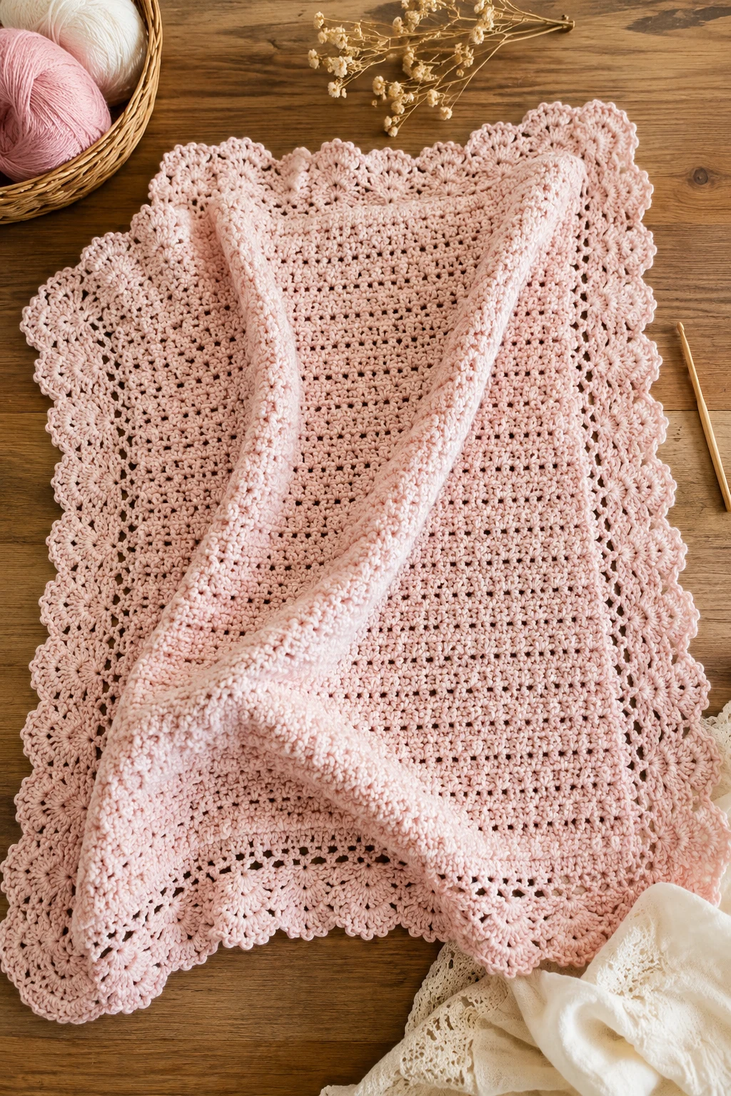 Heirloom Lace-Edge Baby Blanket — baby crochet ideas girl style outfit