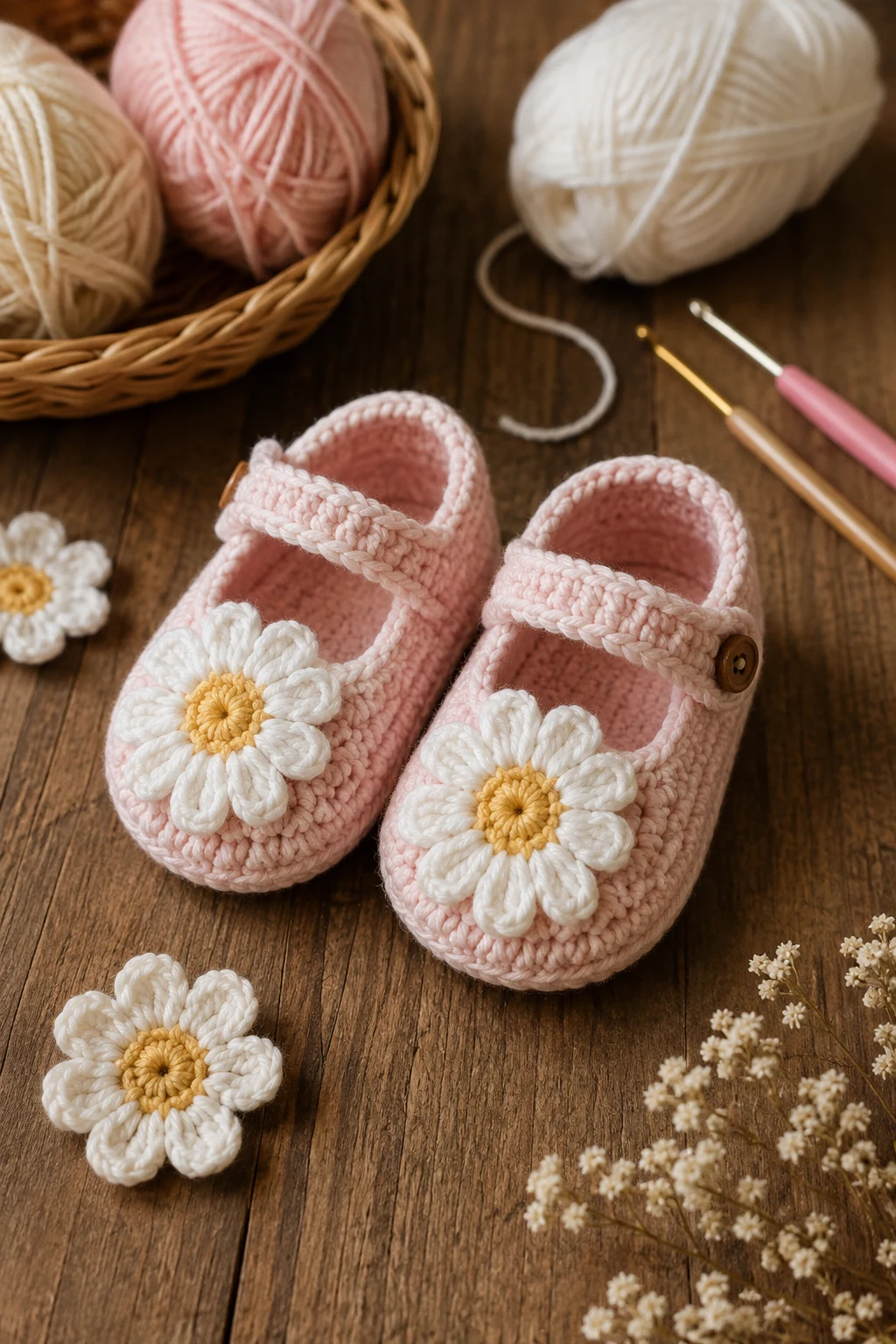 Daisy Baby Booties — baby crochet ideas girl style outfit