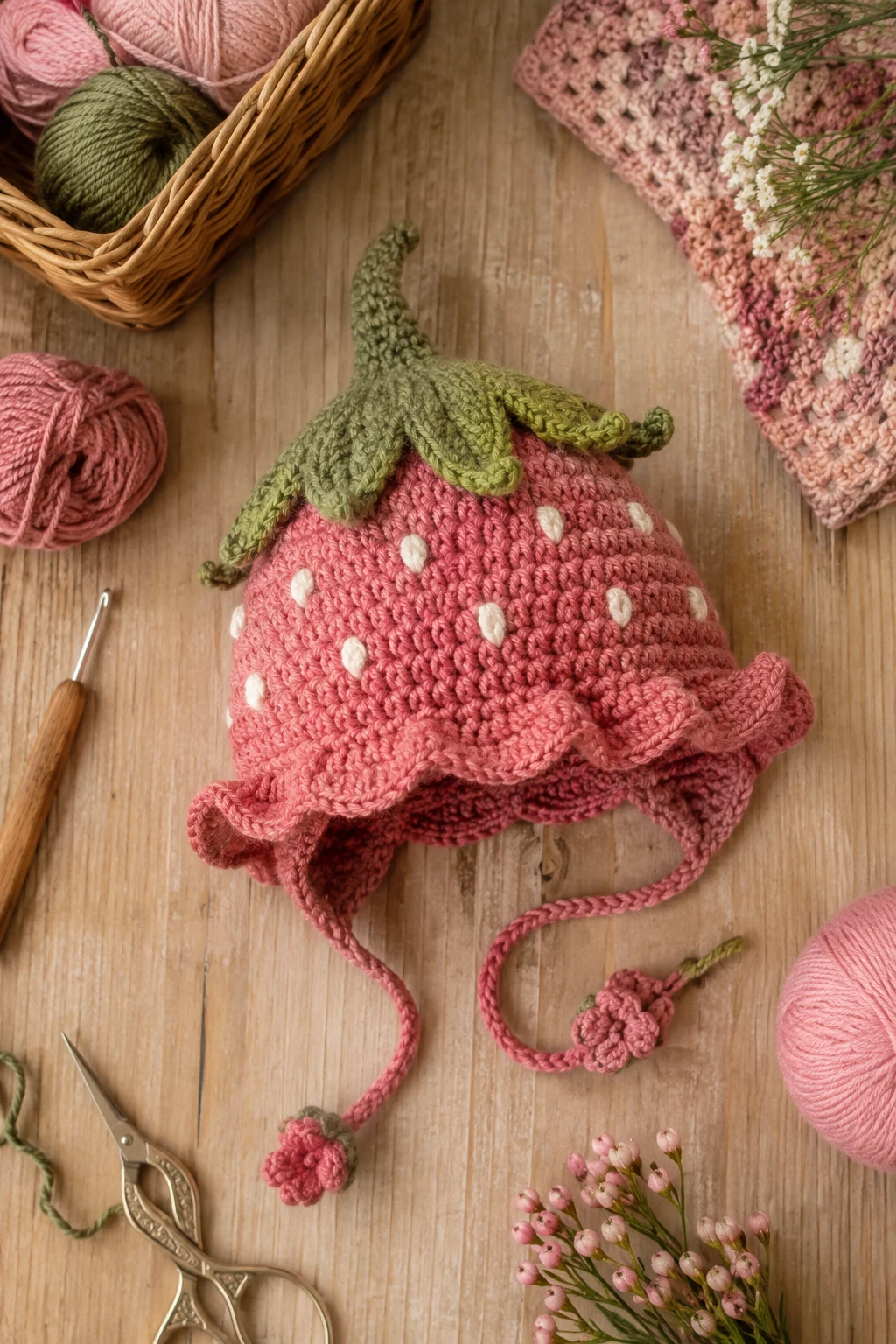 Strawberry Pixie Hat — baby crochet ideas girl style outfit