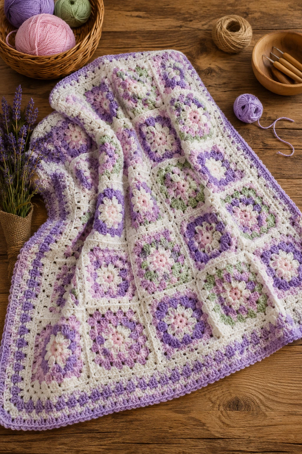 Lavender Granny Square Baby Blanket — baby crochet ideas girl style outfit