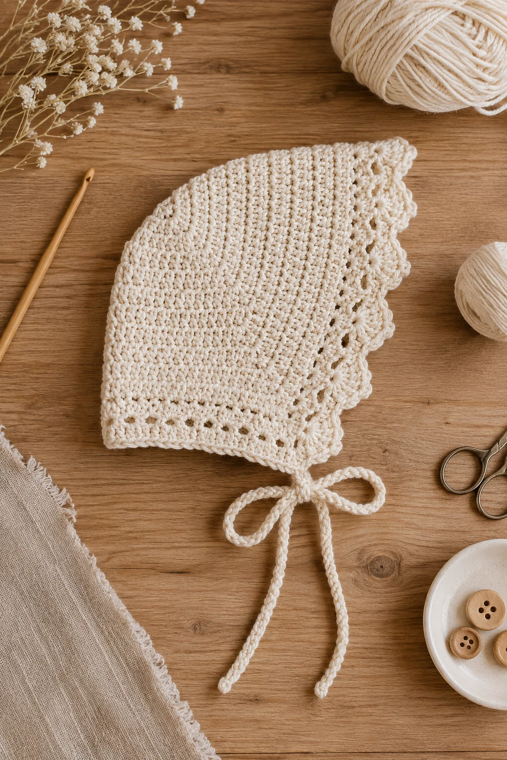 Crochet Baby Bonnet With Ties — baby crochet ideas projects style outfit