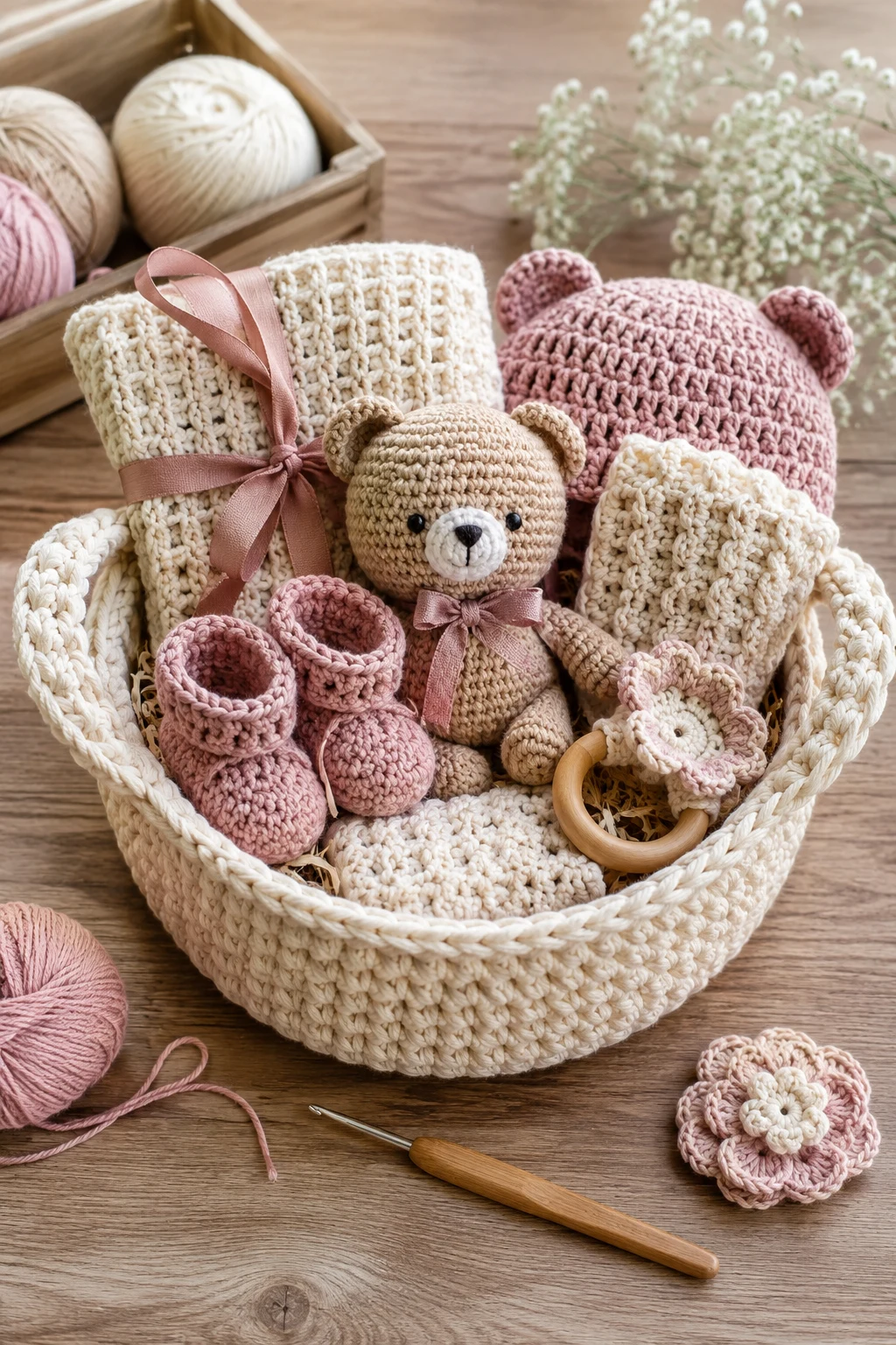 Crochet Baby Gift Basket — baby crochet ideas projects style outfit
