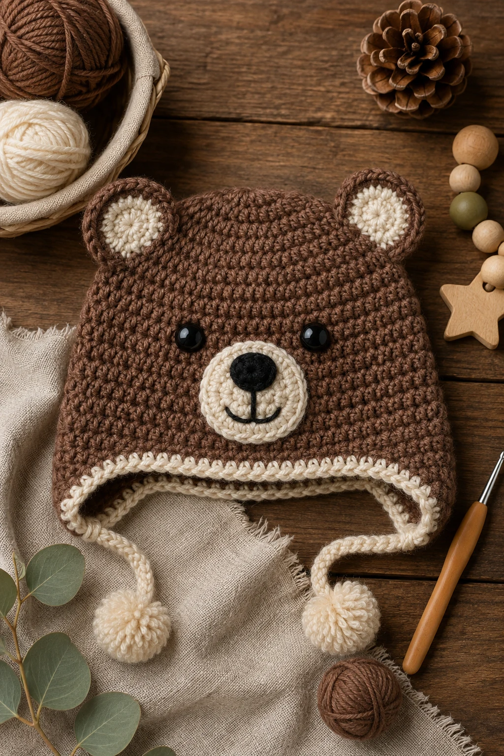 Tiny Woodland Bear Hat — baby hat crochet style outfit