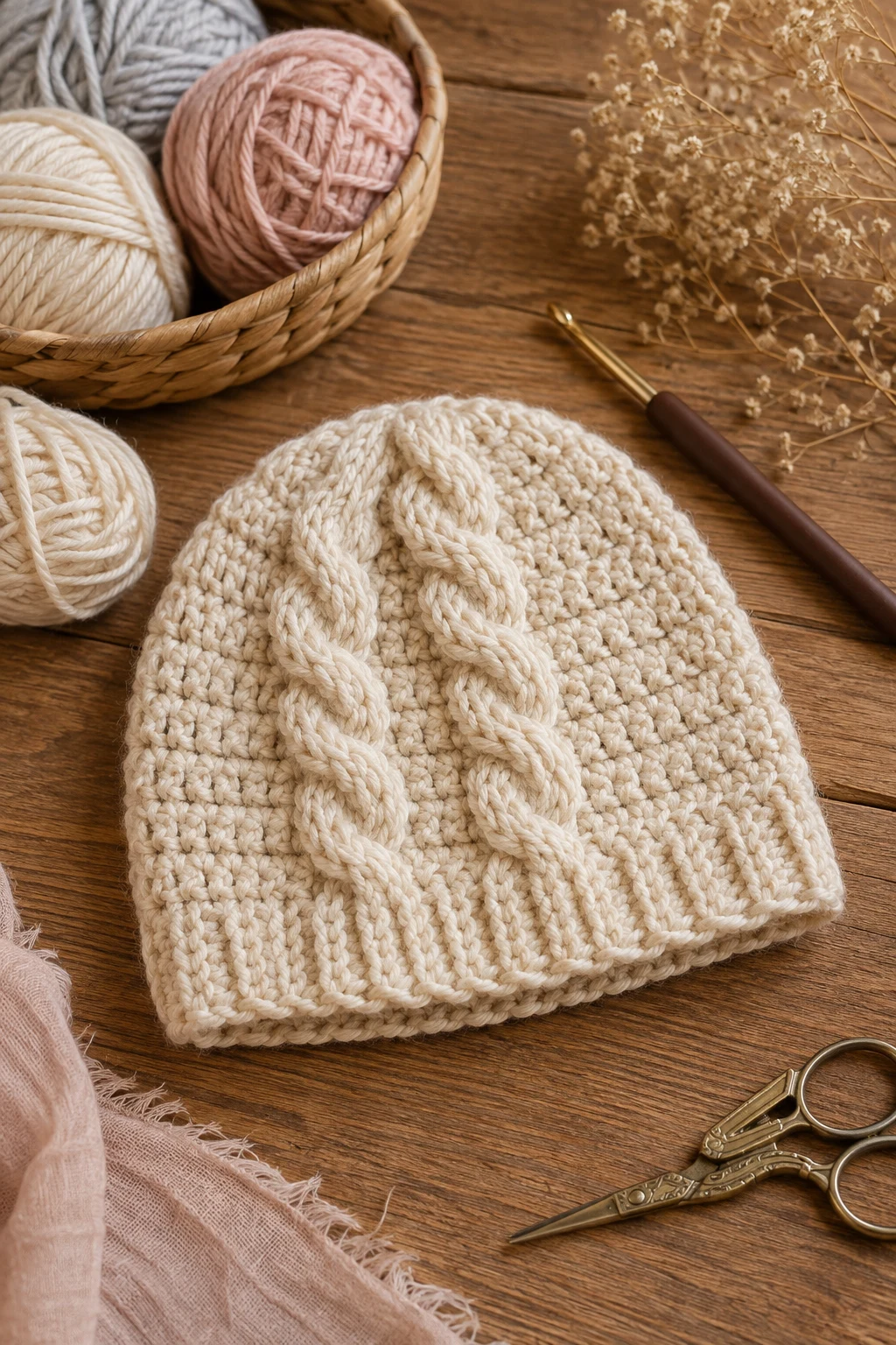 Cozy Cable Texture Baby Hat Crochet — baby hat crochet style outfit
