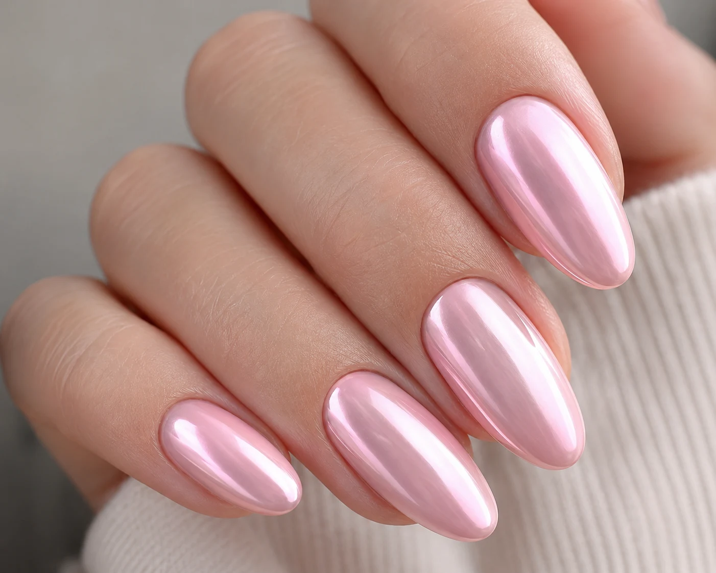 Classic Baby Pink Chrome Nails — baby pink chrome nails style outfit