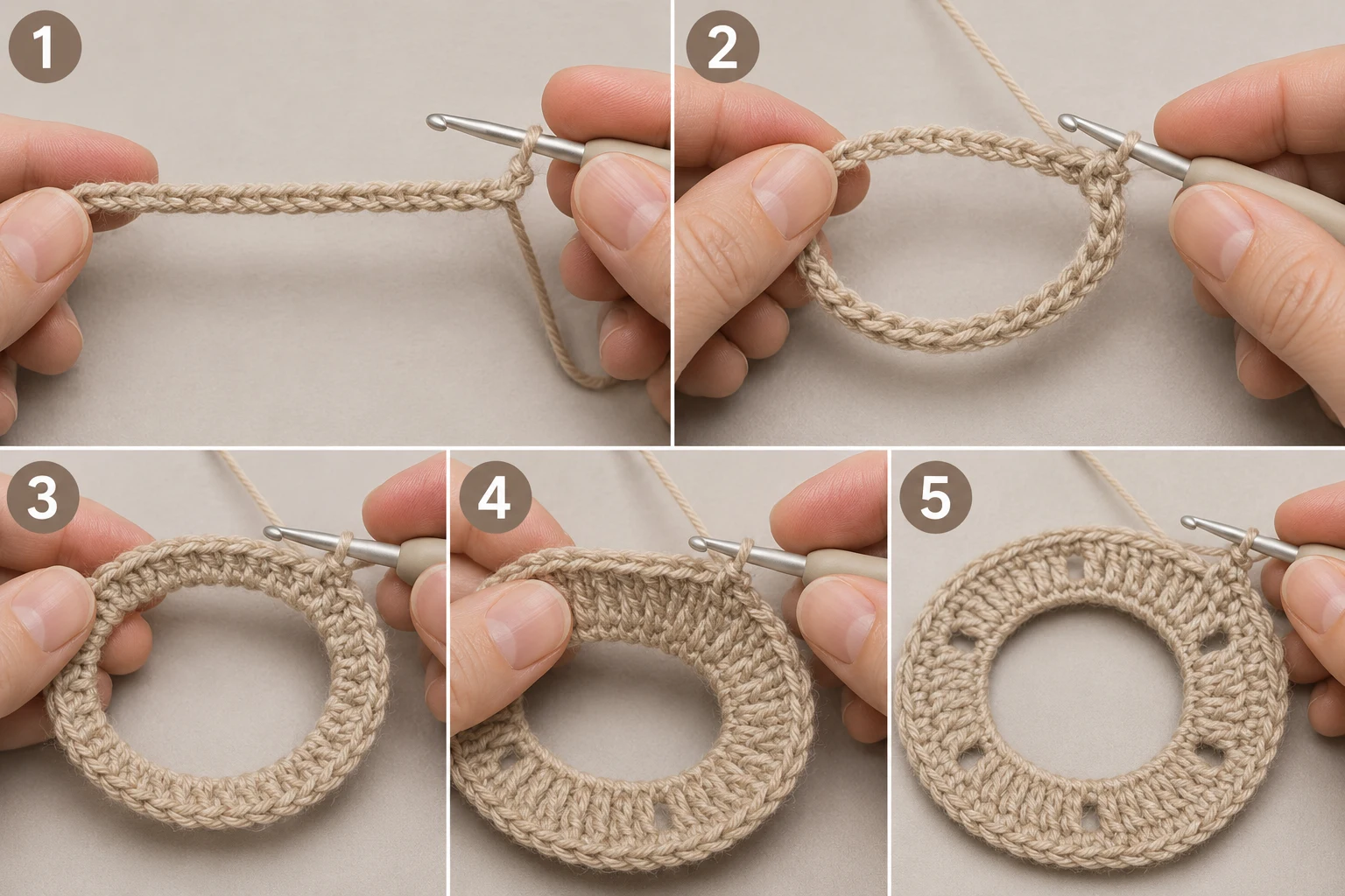 Steps 1–5 — baby sweater crochet pattern free