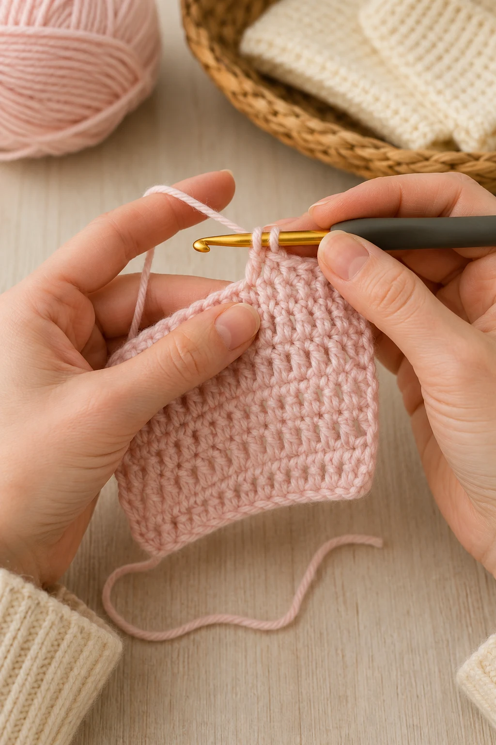 hands actively performing the 