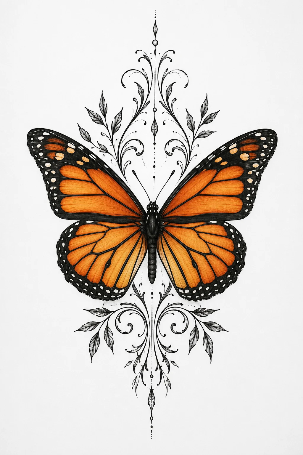 Classic Monarch Centerpiece — back butterfly tattoo style outfit