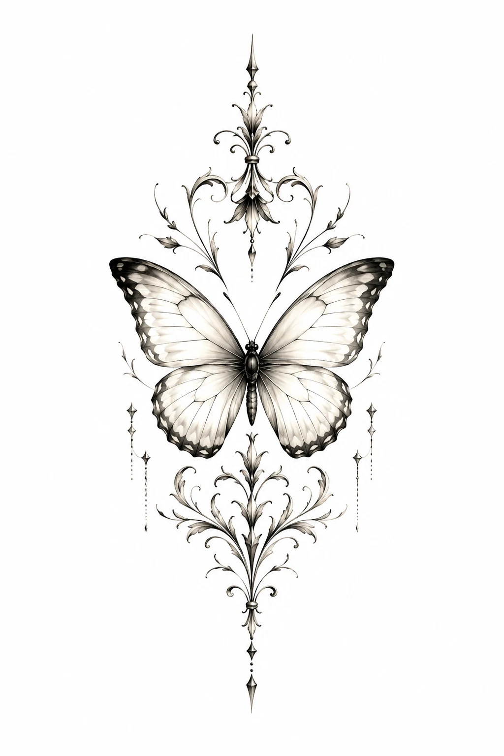 Realistic White Butterfly — back butterfly tattoo style outfit