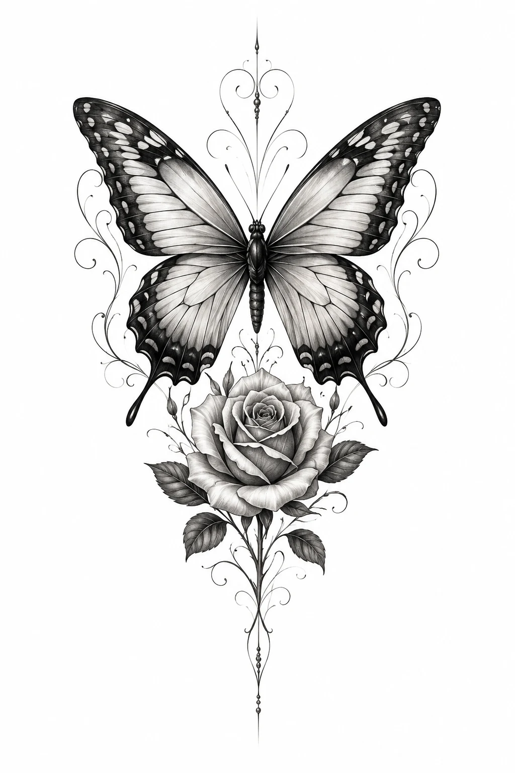 Butterfly With Rose — back butterfly tattoo style outfit