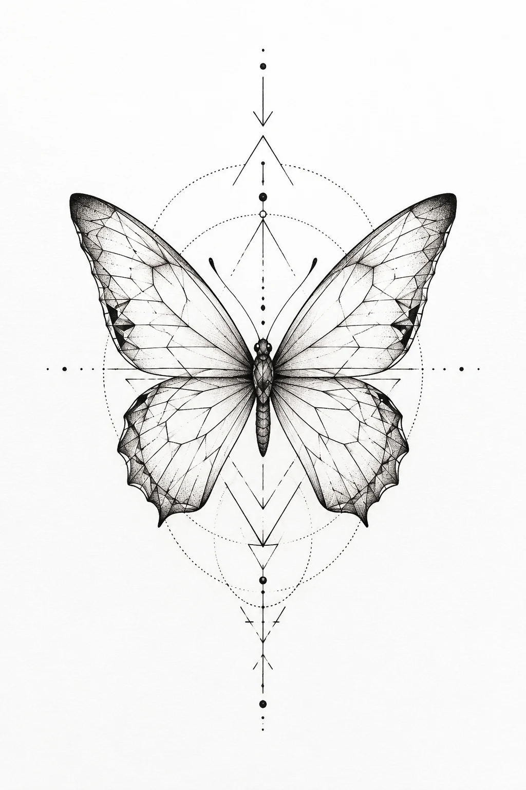 Geometric Butterfly — back butterfly tattoo style outfit