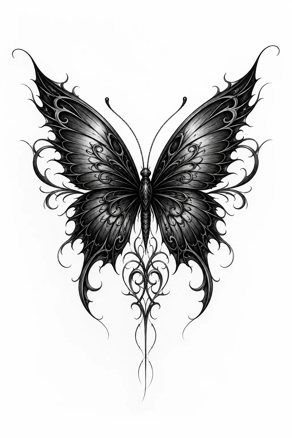 Black Butterfly Tattoo — back butterfly tattoo style outfit