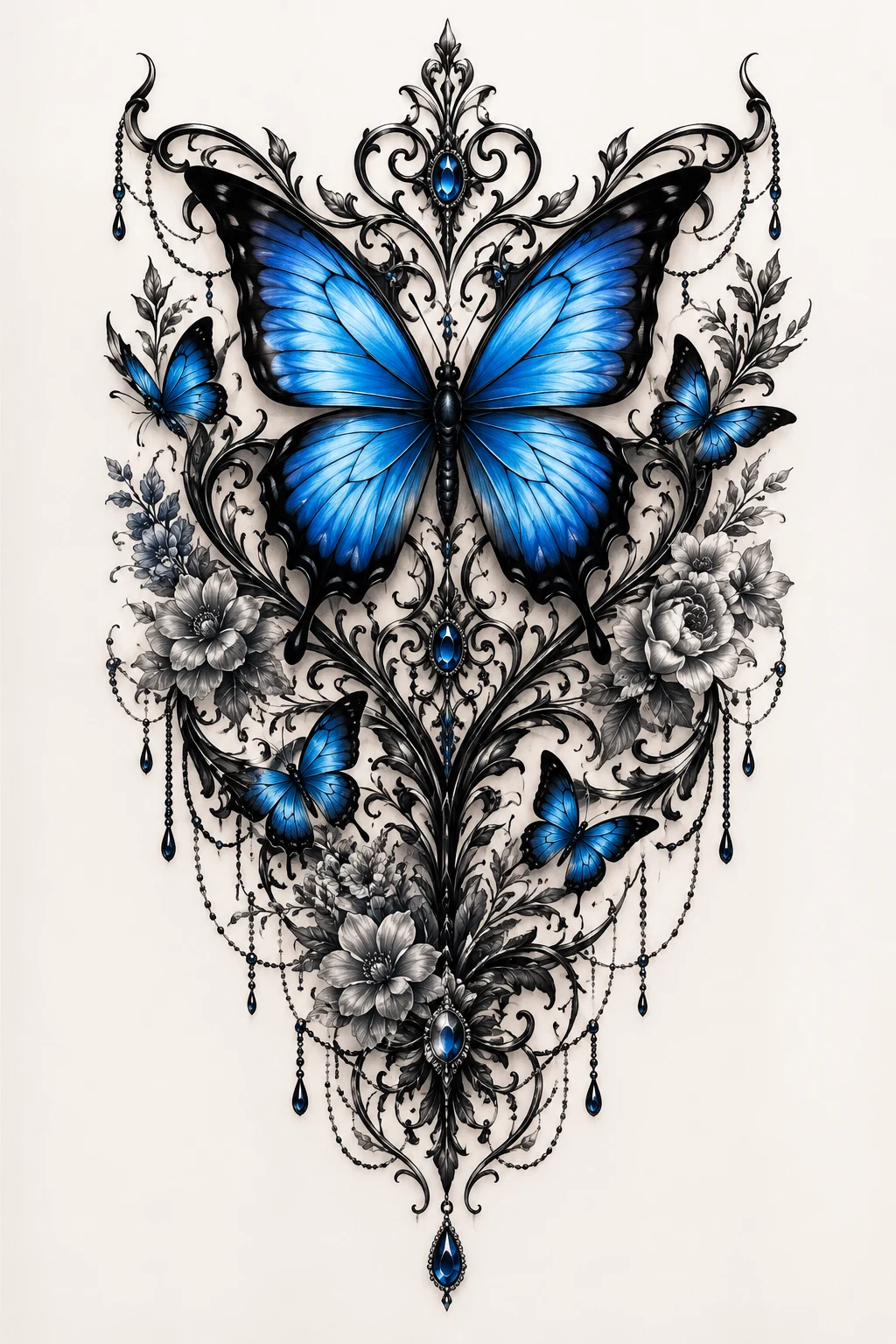 Blue Morpho Beauty — back butterfly tattoo style outfit