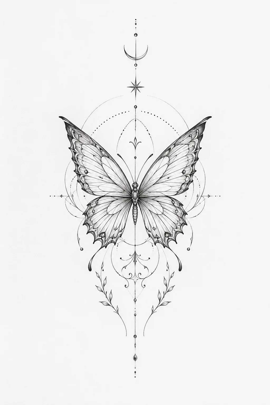 Fine-Line Butterfly — back butterfly tattoo style outfit