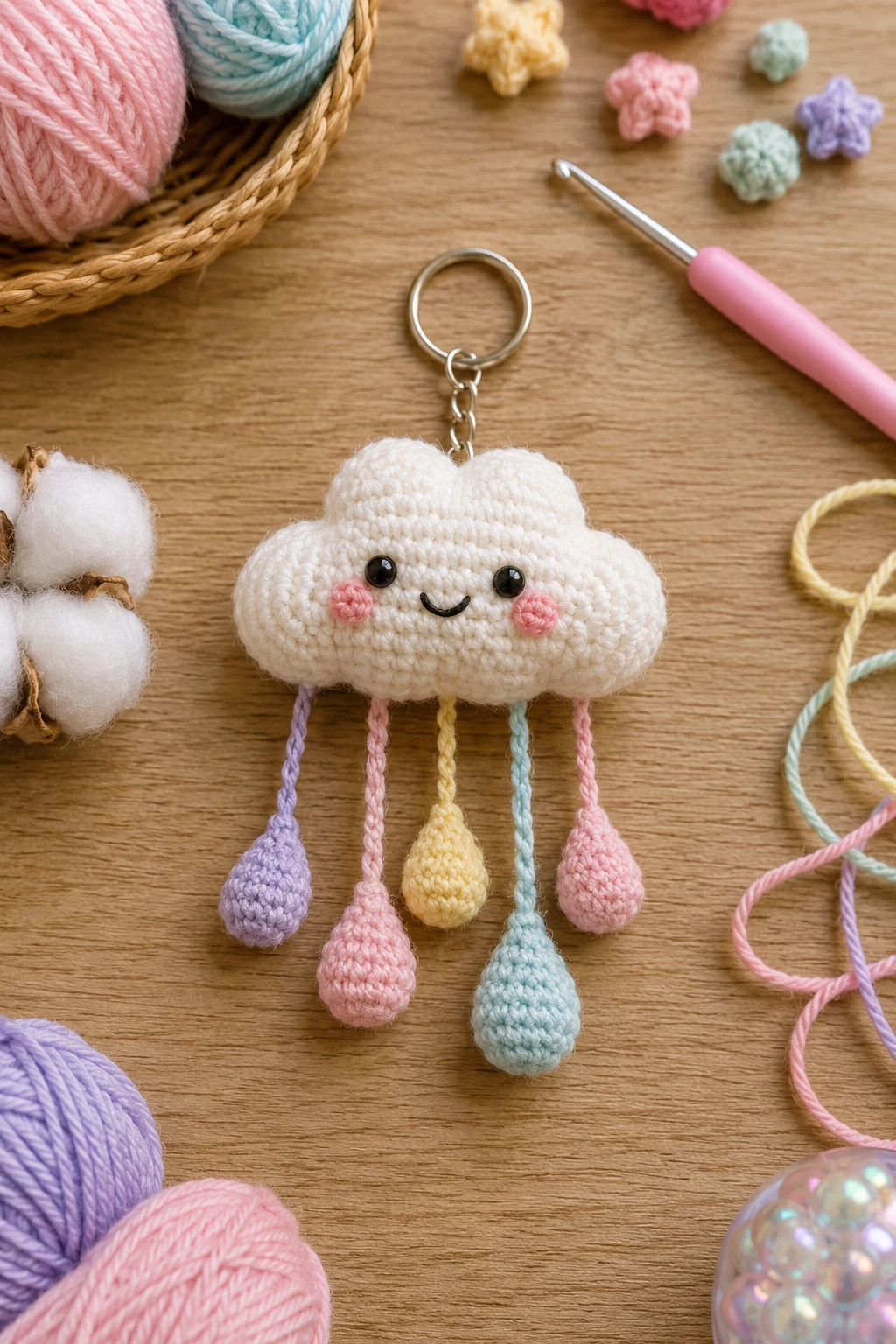 Pastel Cloud — bag charms crochet style outfit