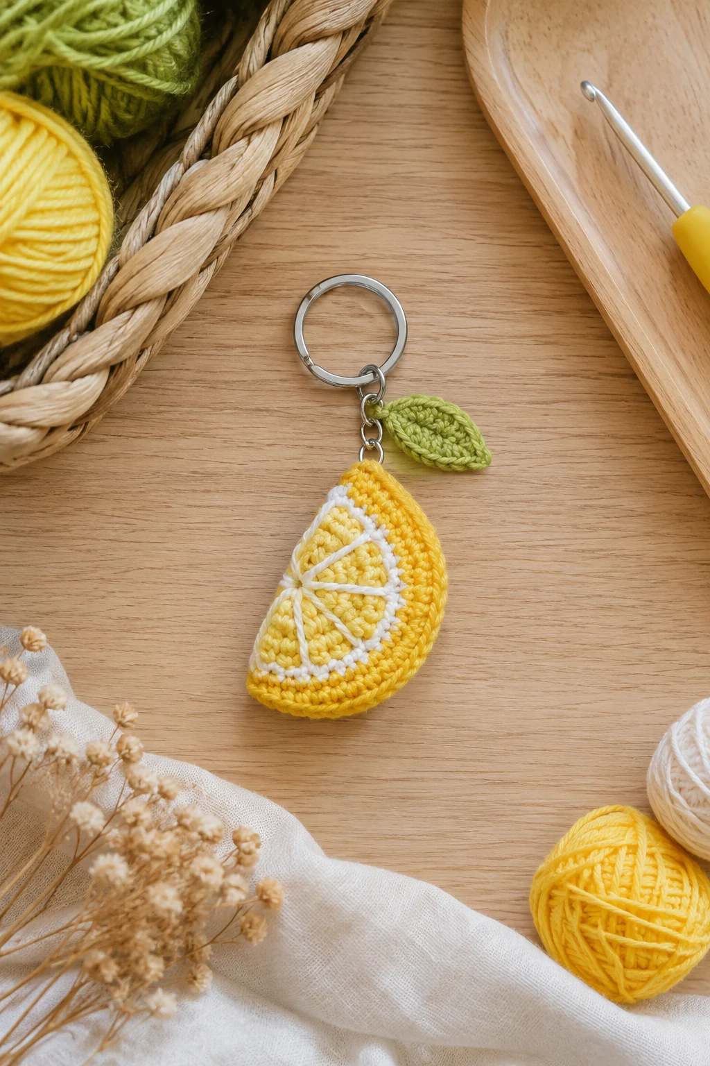 Tiny Lemon Slice — bag charms crochet style outfit