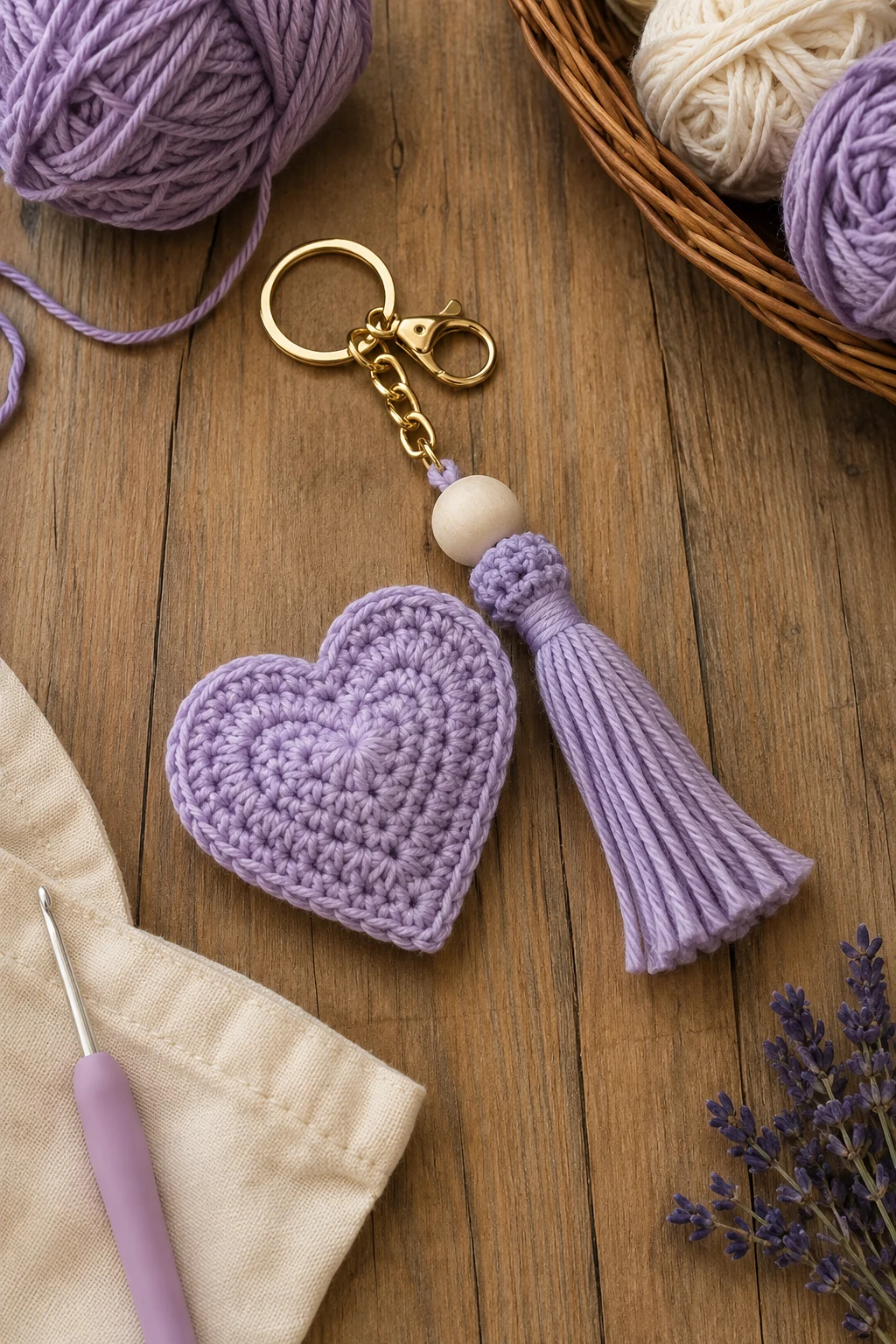Lavender Heart — bag charms crochet style outfit