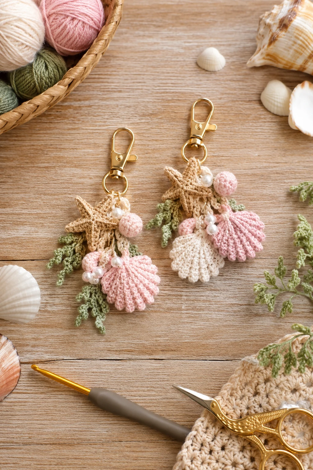 Coastal Seashell — bag charms crochet style outfit