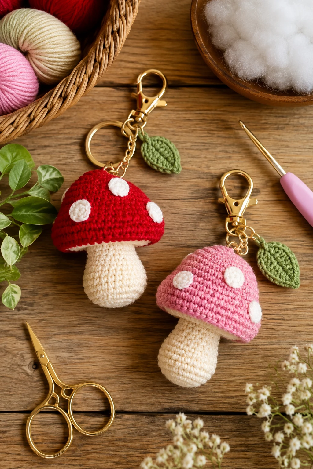 Mushroom Magic — bag charms crochet style outfit