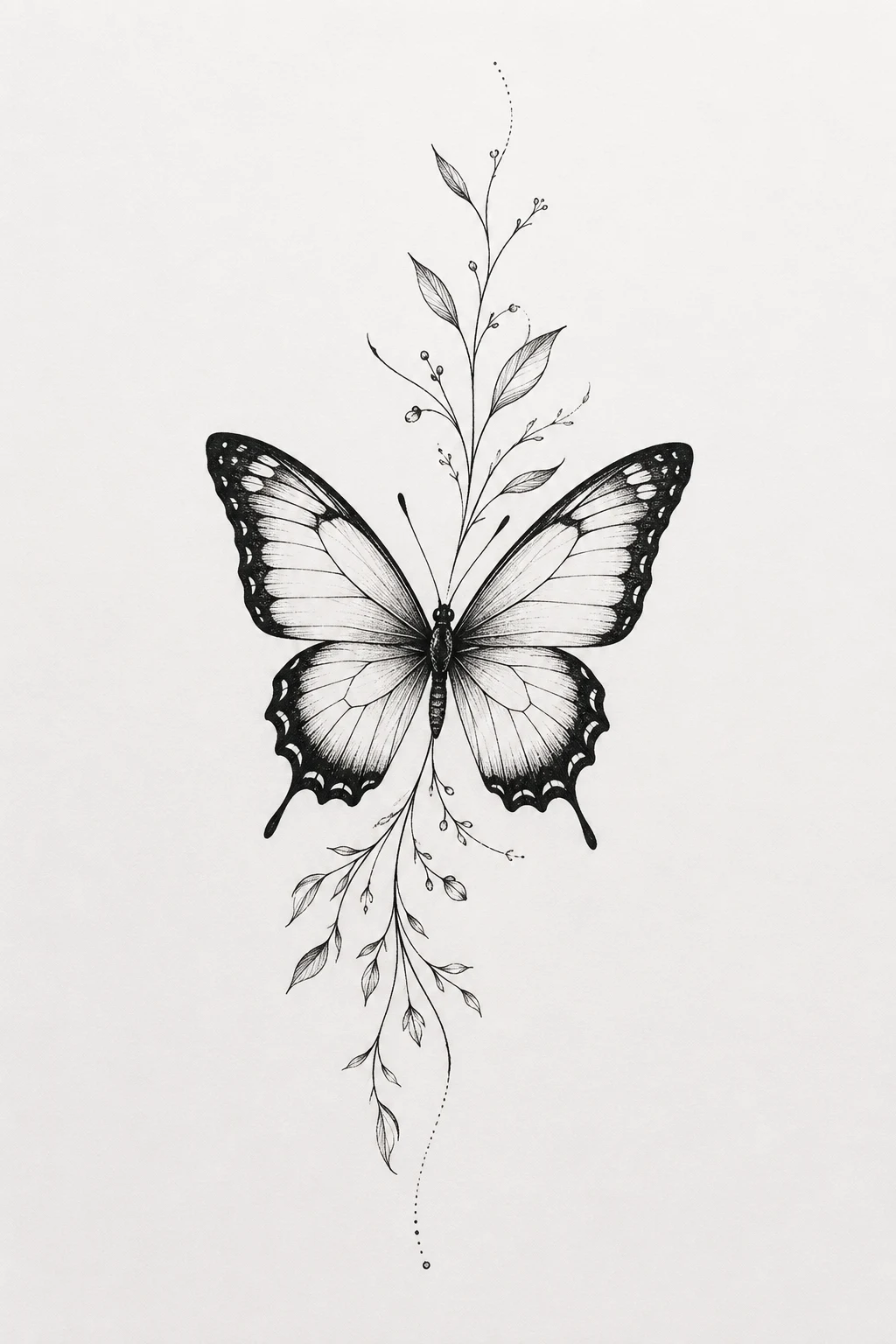 Fine-Line Black Butterfly Tattoo — black butterfly tattoo style outfit