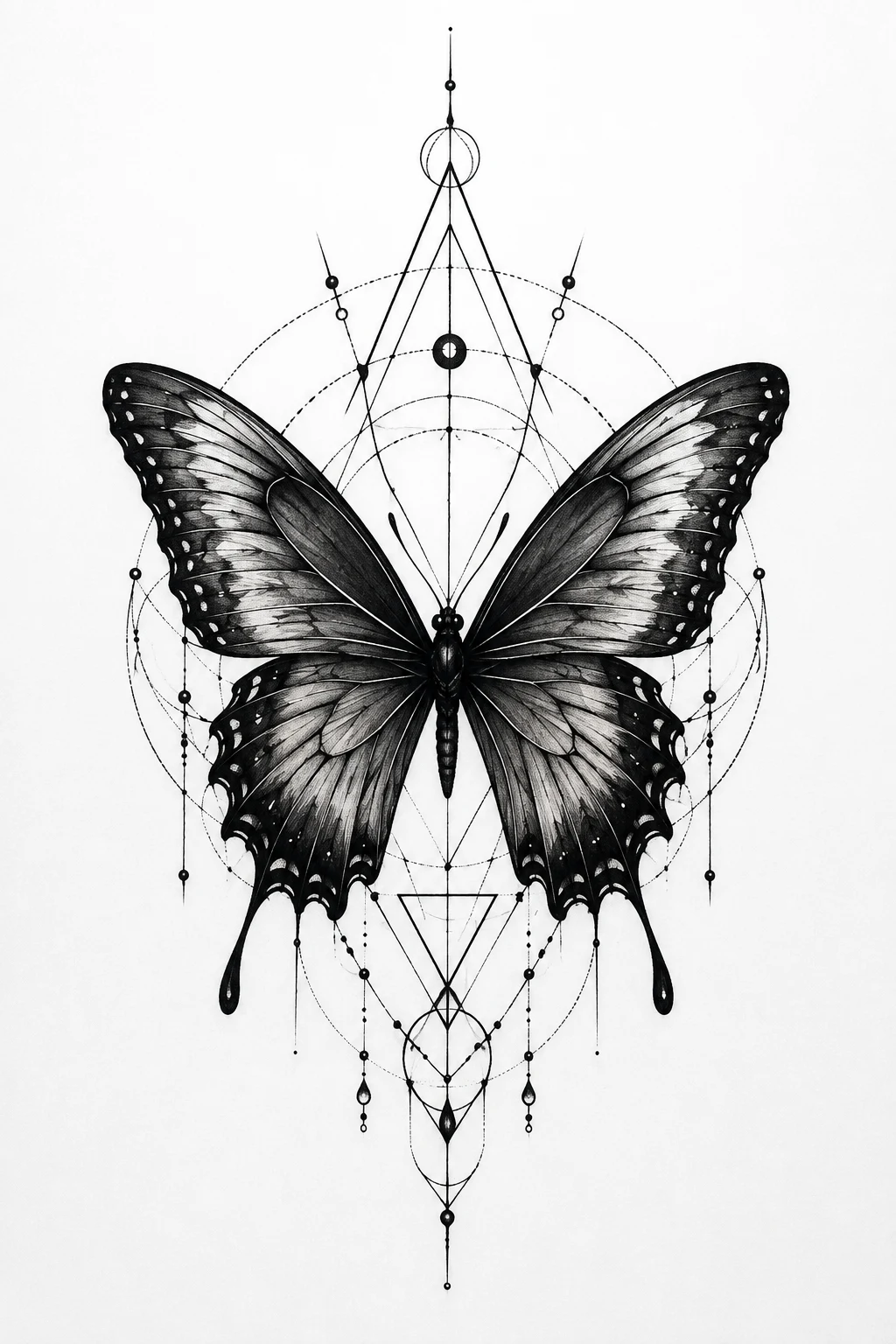 Geometric Black Butterfly Tattoo — black butterfly tattoo style outfit