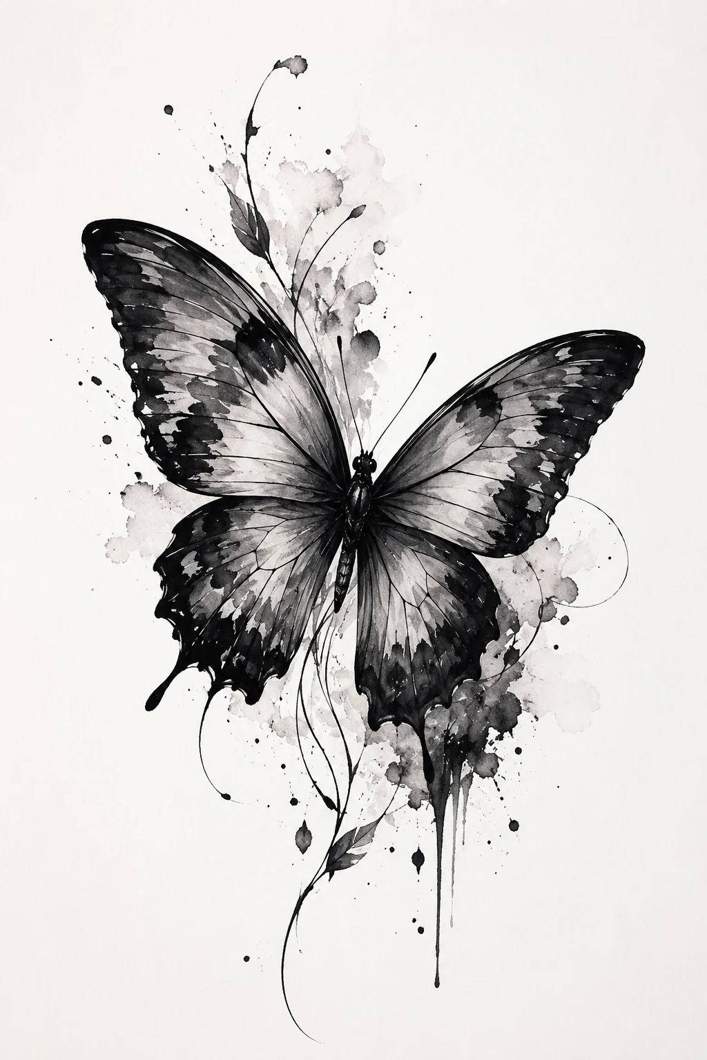 Watercolor-Inspired Black Butterfly Tattoo — black butterfly tattoo style outfit