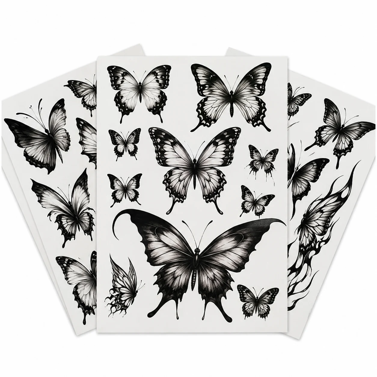Black Butterfly Temporary Tattoo Set (Realistic Waterproof Butterflies)