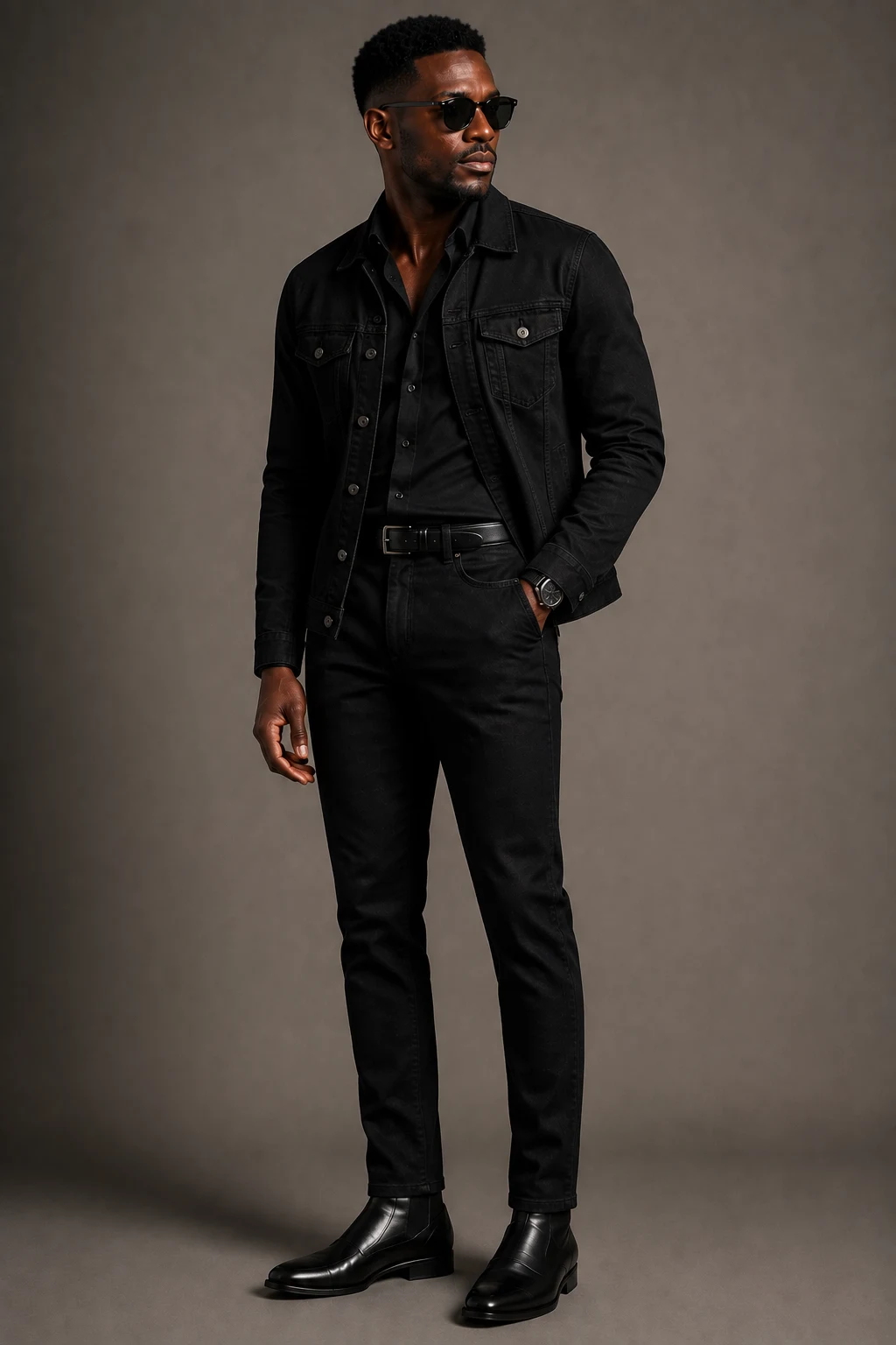 The Black Denim Dinner Outfit — Black Men Classy Outfits style outfit, worn by a stylish man