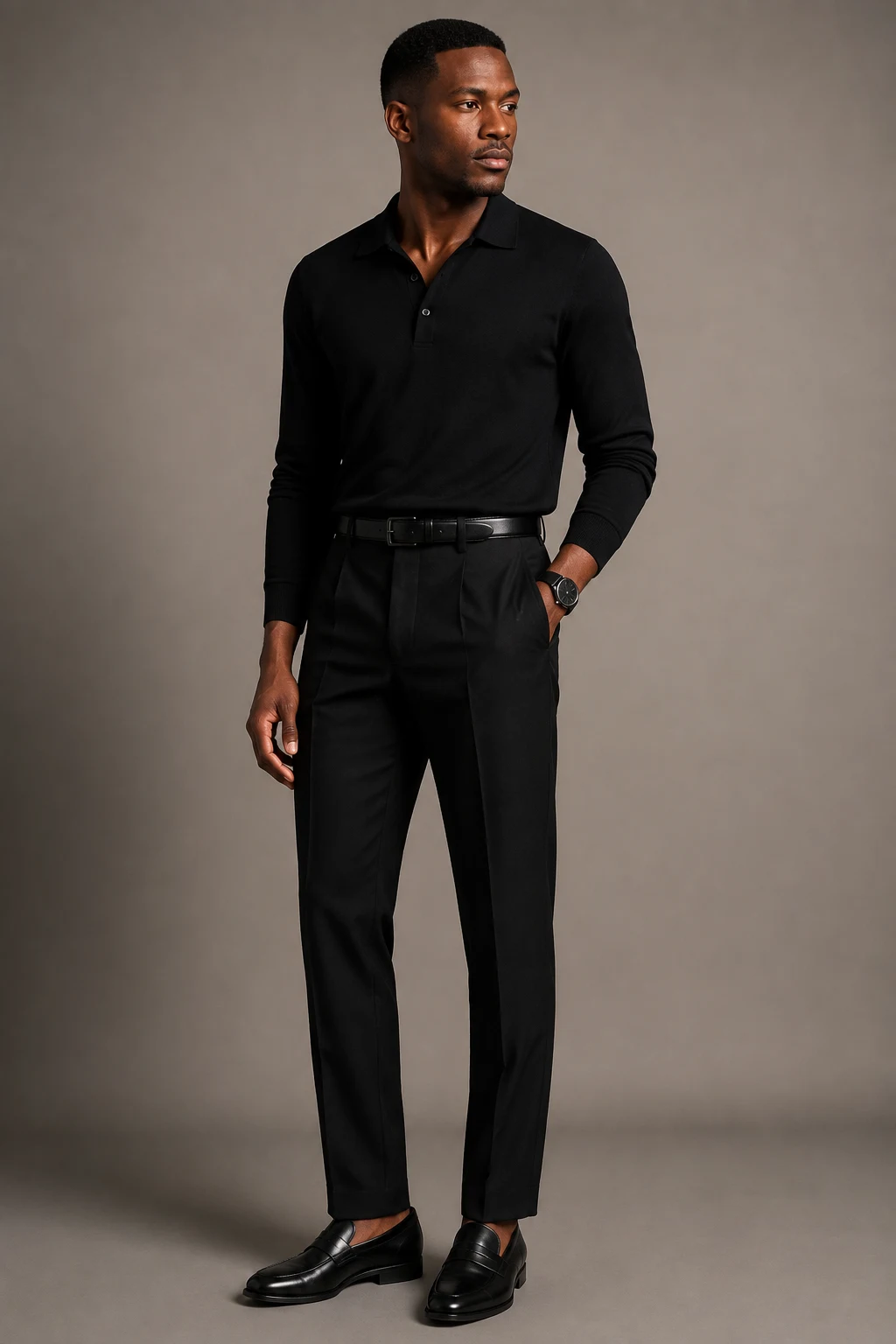 The All-Black Dinner Look — Black Men Classy Outfits style outfit, worn by a stylish man