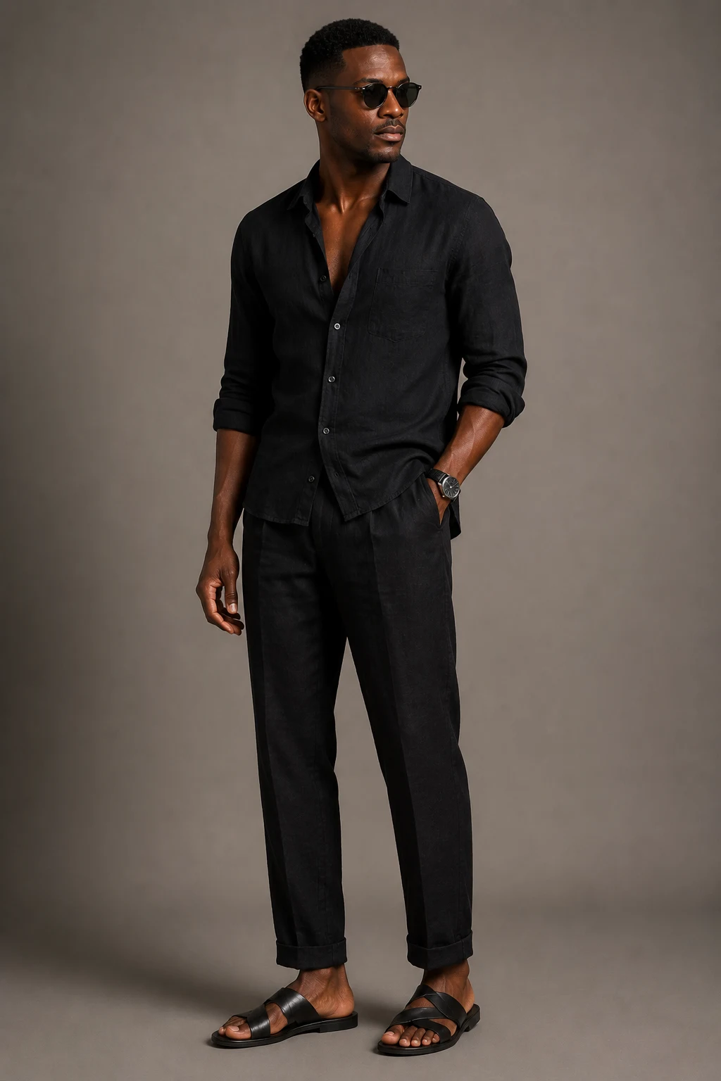 The Black Linen Summer Look — Black Men Classy Outfits style outfit, worn by a stylish man