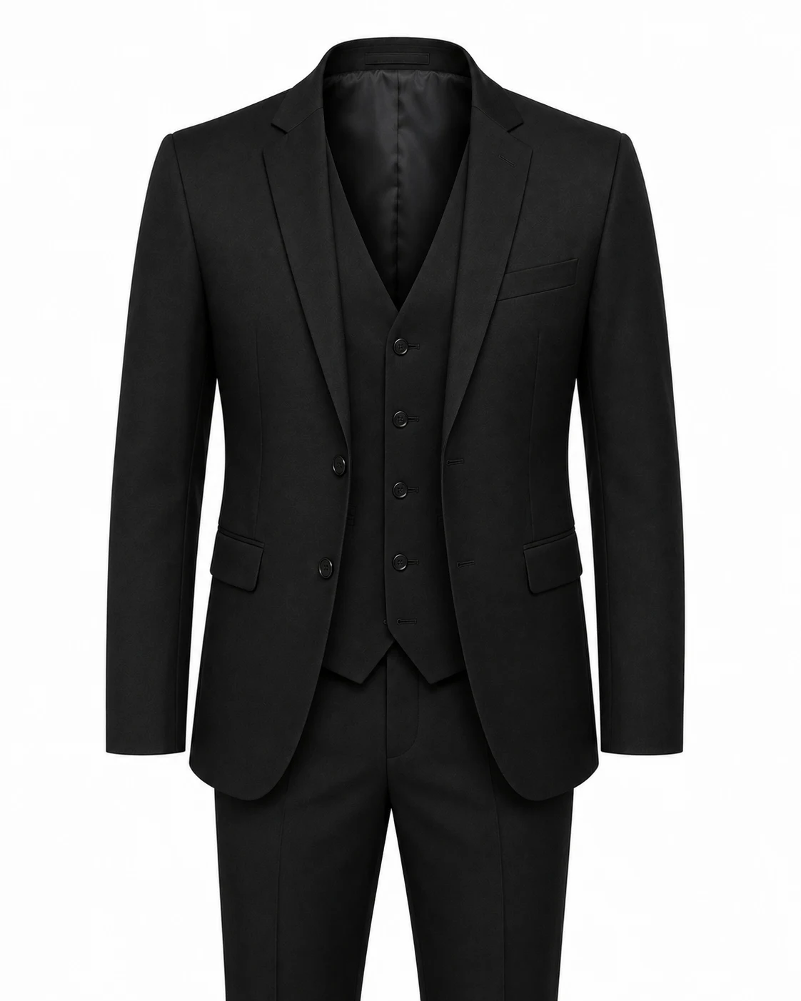 MOGU Men's 3 Piece Slim Fit Suit Black