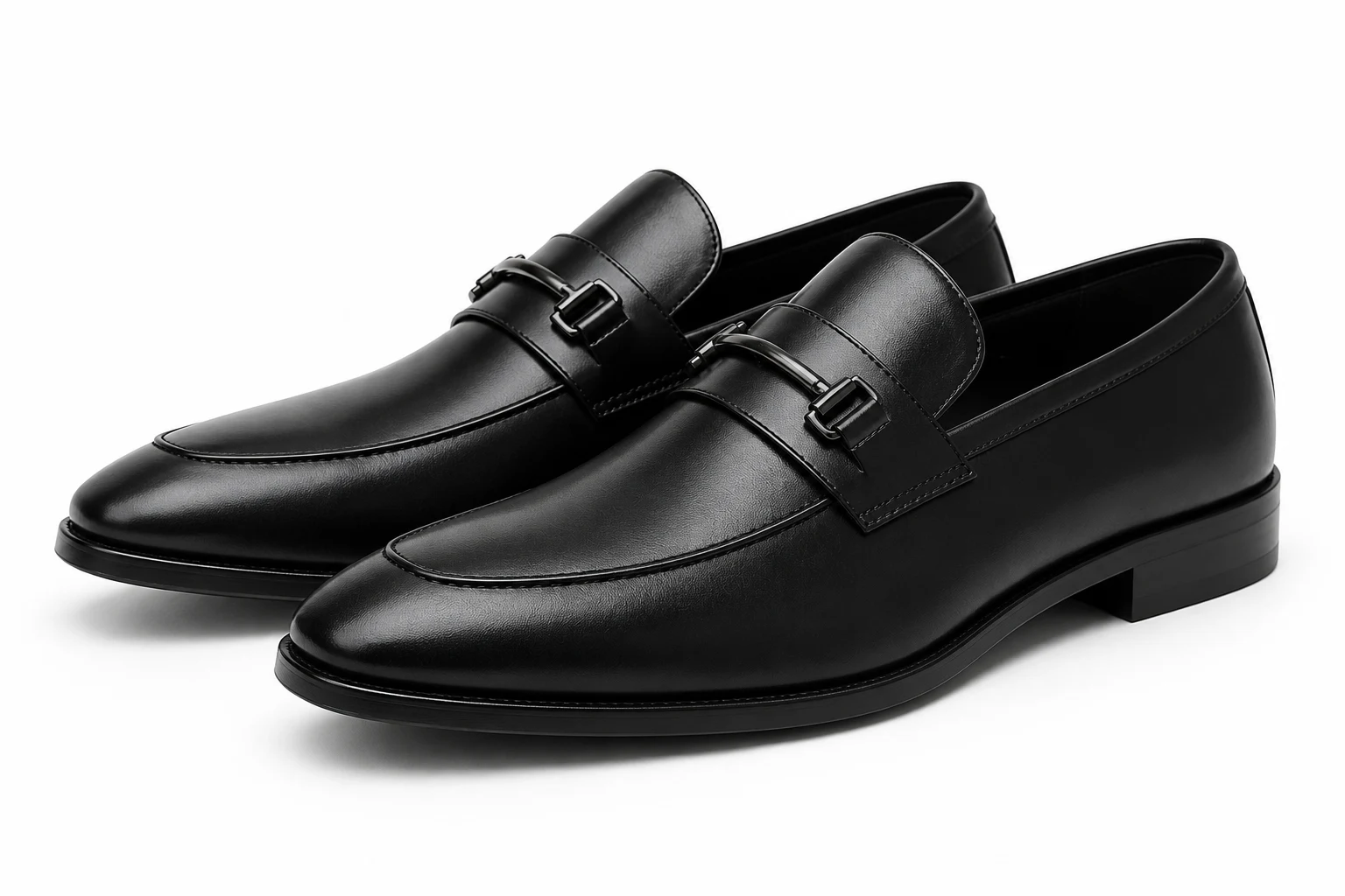 Bruno Marc Men's Black Leather Dress Loafers