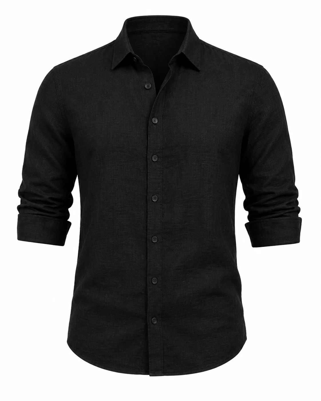 COOFANDY Men's Linen Cotton Button Down Shirt Black