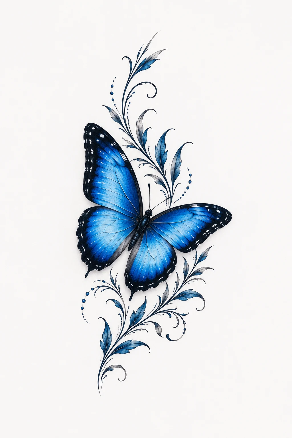 Blue Butterfly Tattoo on the Hand — blue butterfly tattoo style outfit