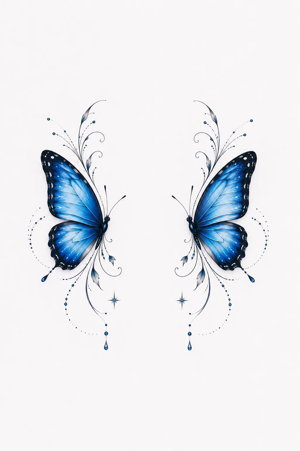 Matching Blue Butterfly Tattoos for Best Friends or Sisters — blue butterfly tattoo style outfit