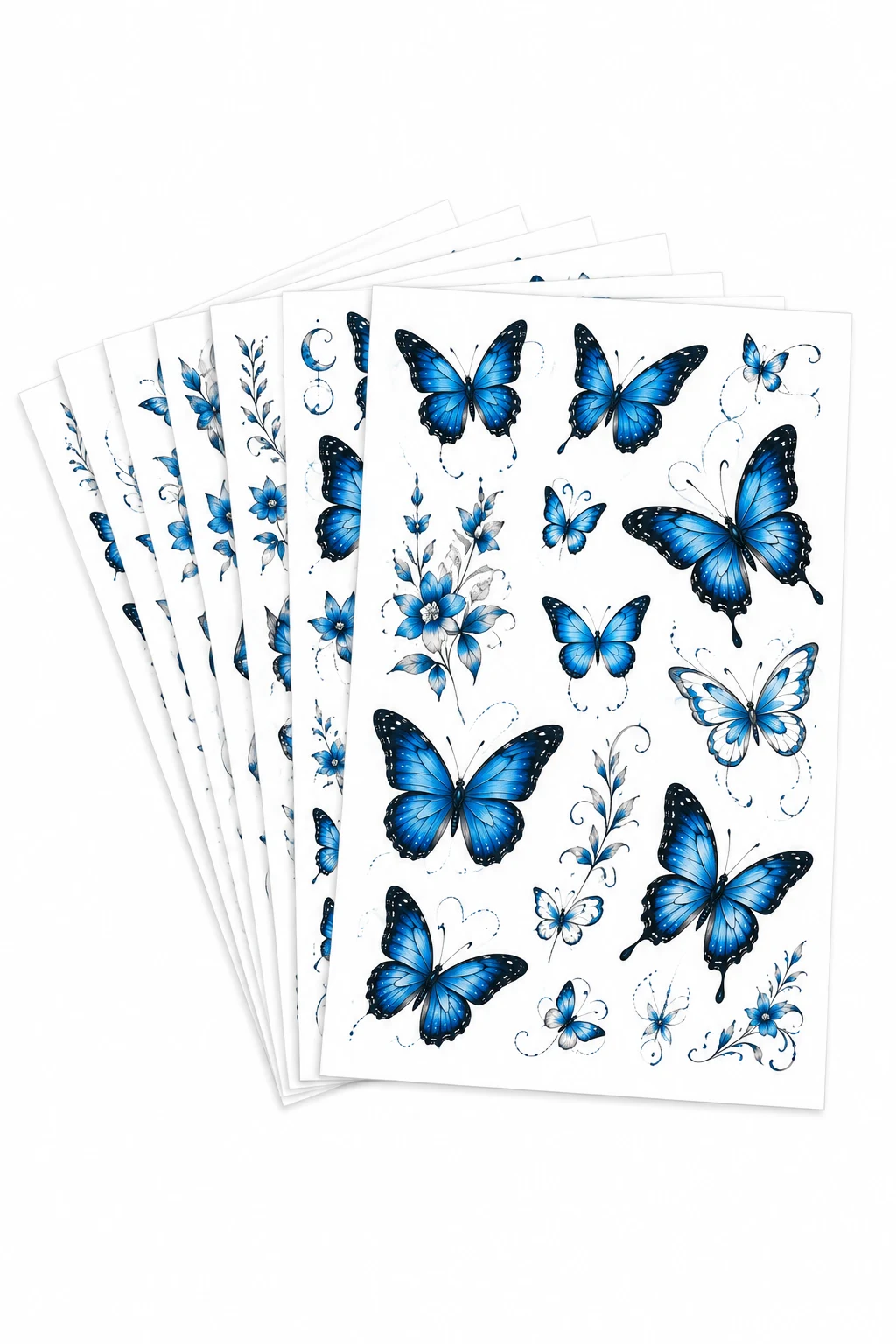 Mimore Blue Butterfly Temporary Tattoos Waterproof Stickers