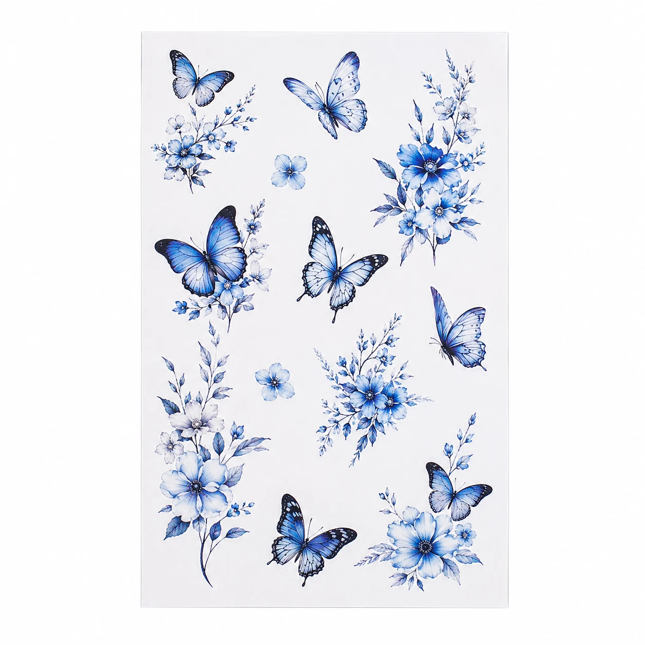 Yazhiji Blue Butterfly Floral Temporary Tattoo Stickers