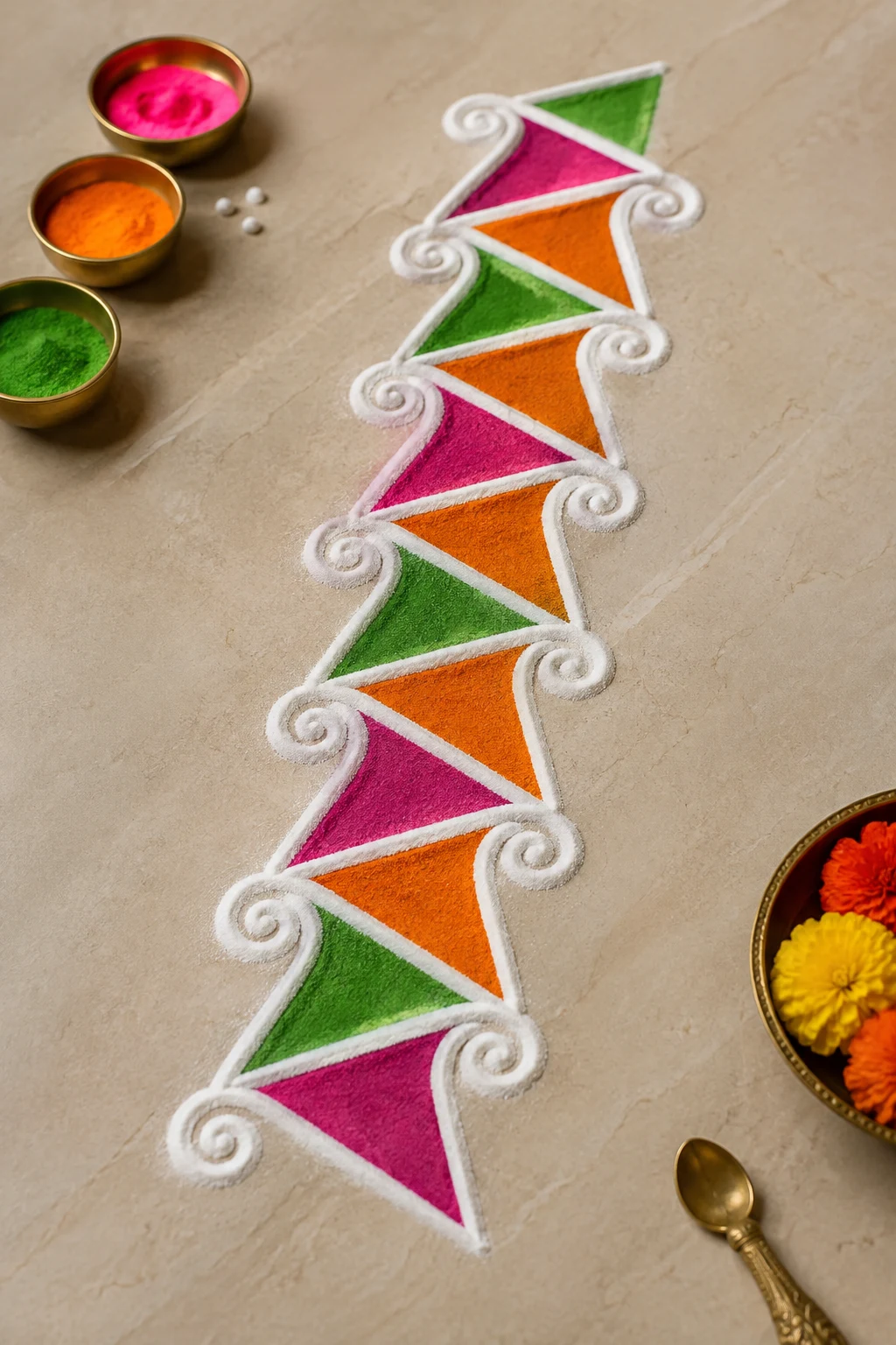 Geometric Triangle Wave — border rangoli designs style outfit