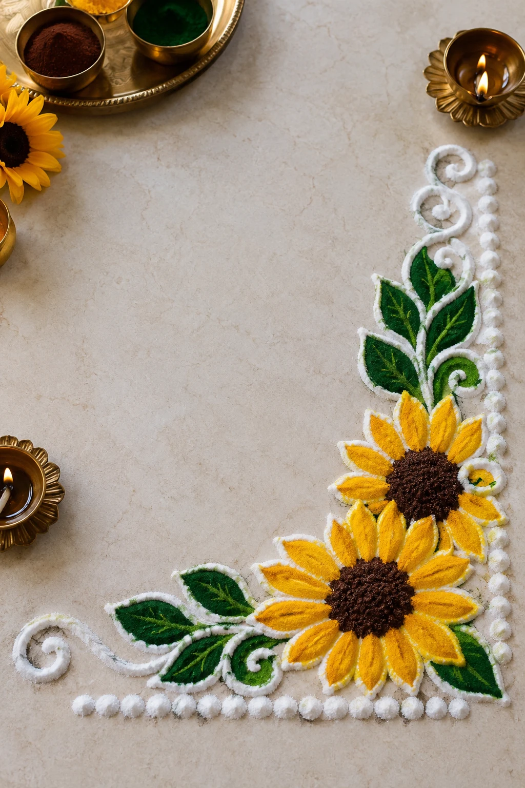 Sunflower Corner Border — border rangoli designs style outfit