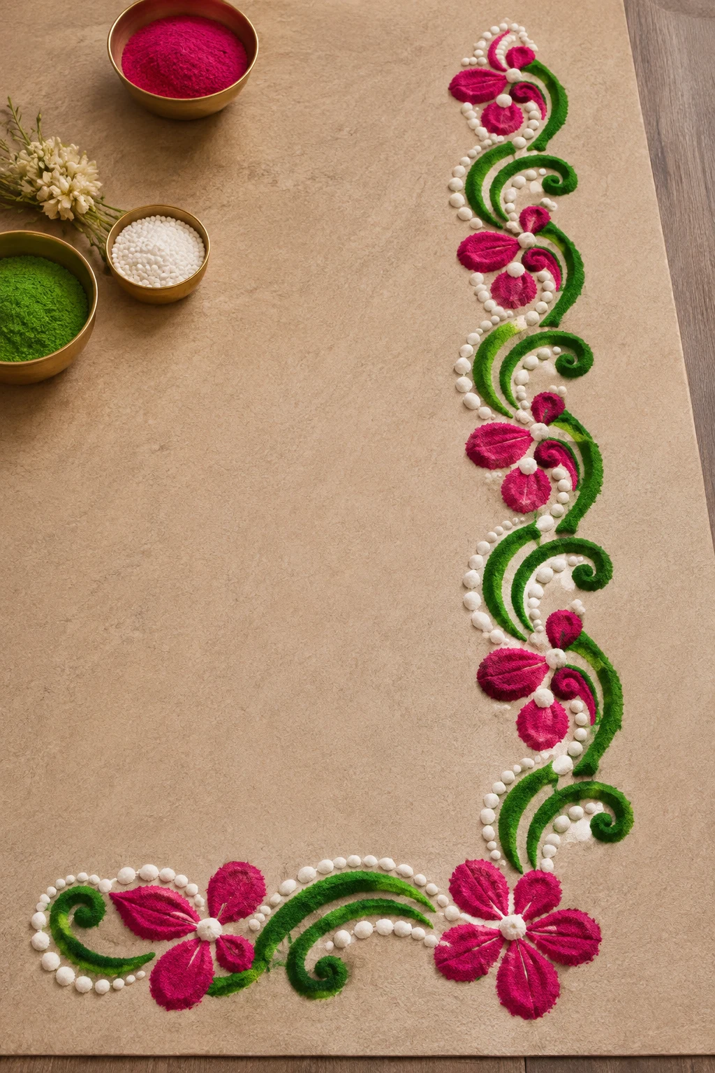 Border Rangoli Design Simple With Dots — border rangoli designs style outfit