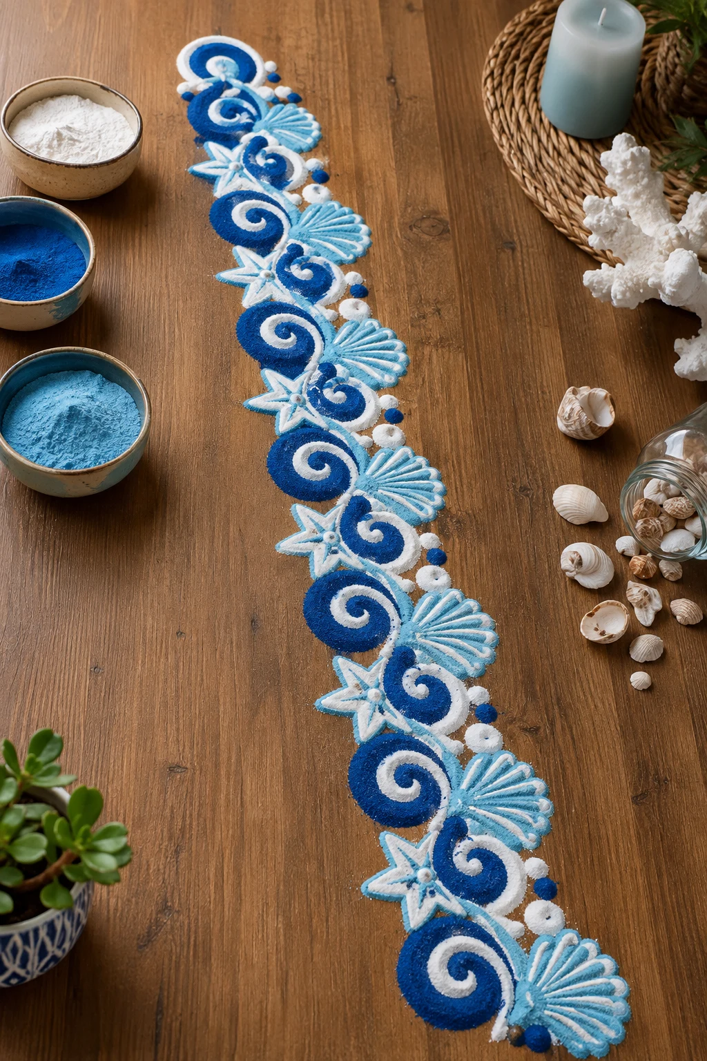 Blue-and-White Coastal Border — border rangoli designs style outfit